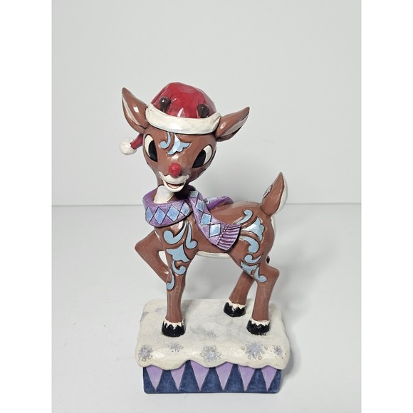 Jim Shore Other - Jim Shore Rudolph Traditions Lighted Rudolph Wearing Santa Hat Figurine 4058340